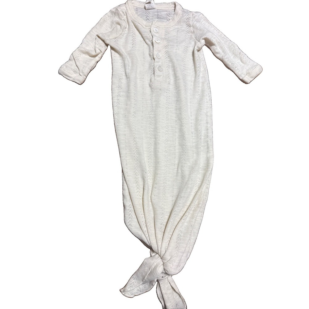 Kate Quinn 0-3 Months Baby Organic Ivory Crochet Lite Long Sleeve Dress Tie